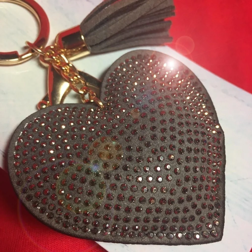 CRYSTAL HEART BLING KEYCHAIN with TASSEL